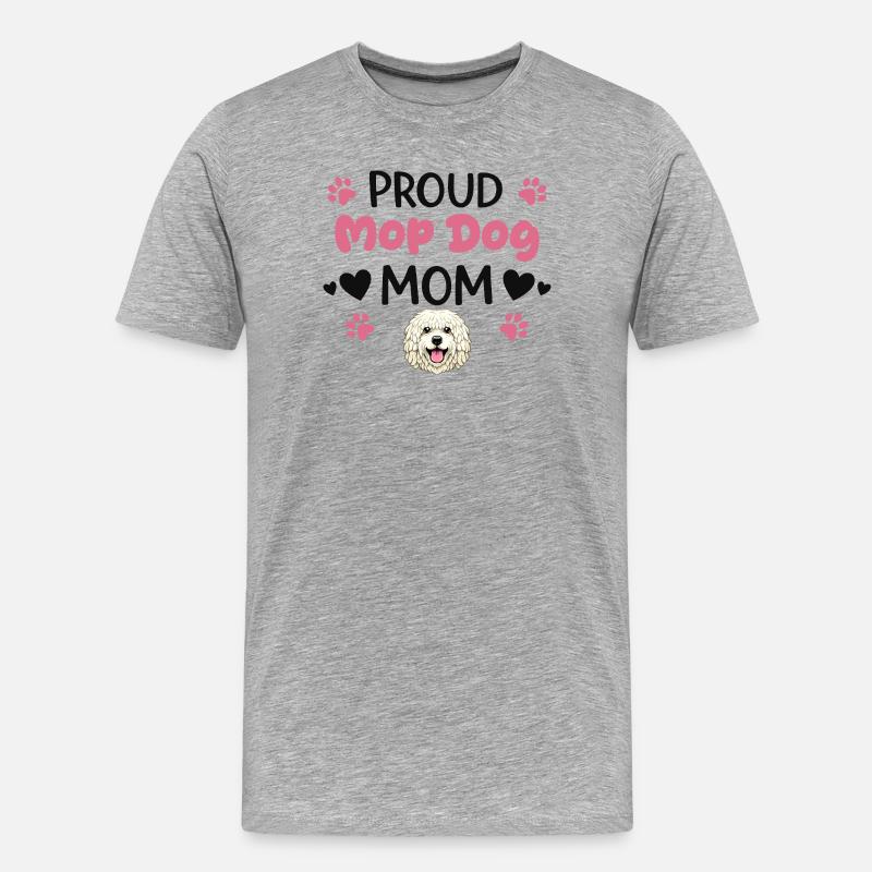 Stolze Mop Dog Mutter, Komondor - Männer Premium Bio T-Shirt - Grau meliert