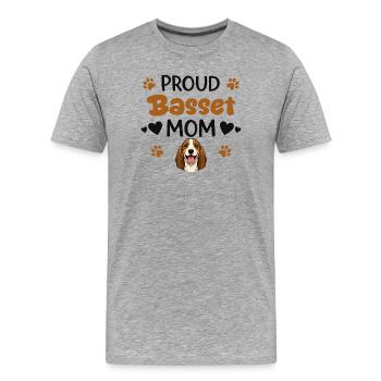 Proud Basset Mom, Basset Hound - Men's Premium Organic T-Shirt - heather grey - Front - Damien (186cm)