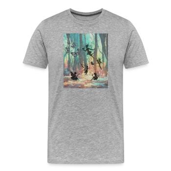 Rainbow Fairy Forest - Men's Premium Organic T-Shirt - heather grey - Front - Damien (186cm)