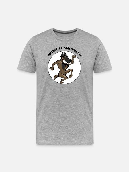 Extra, le malinois ! - T-shirt bio Premium Homme - gris chiné