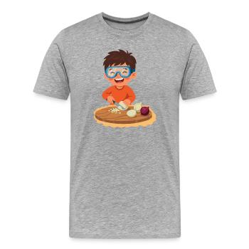 Kind Schneidet Zwieblen Smart - Männer Premium Bio T-Shirt - Grau meliert - Vorne - Damien (186cm)