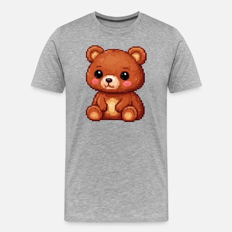 Komiks Teddy Bear Pixel - Ekologiczna koszulka męska Premium - szary melanż
