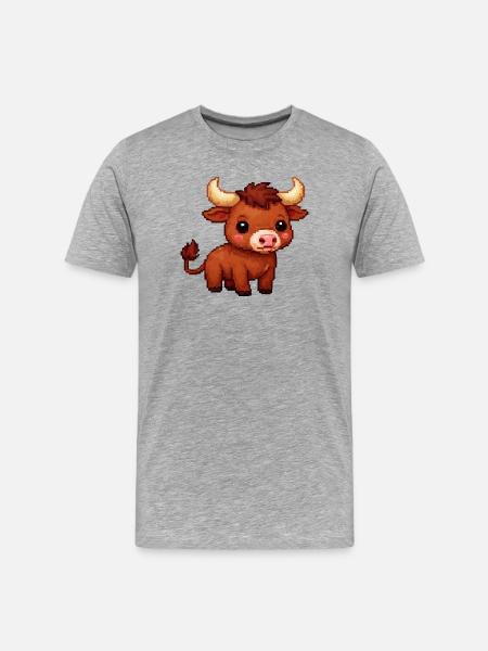 Pixelbulle Knuddelbull - Männer Premium Bio T-Shirt - Grau meliert