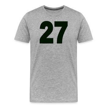 Zahl 27  - Männer Premium Bio T-Shirt - Grau meliert - Vorne - Damien (186cm)
