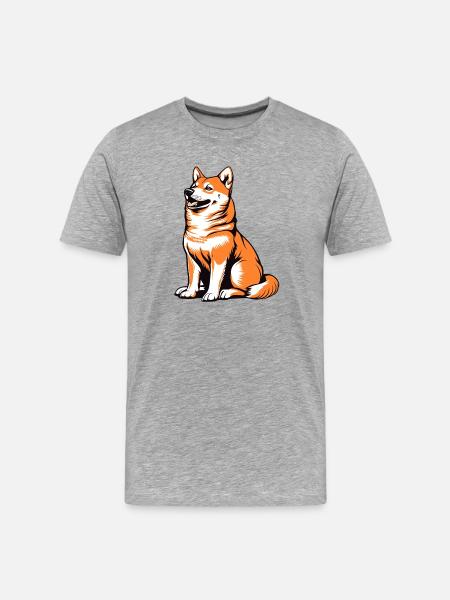 Shiba Pop Art Dog - Men's Premium Organic T-Shirt - heather grey
