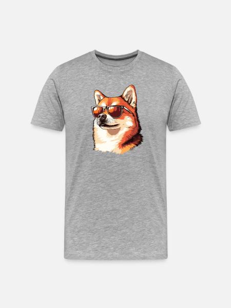 Shiba Inu with sunglasses - Men's Premium Organic T-Shirt - heather grey