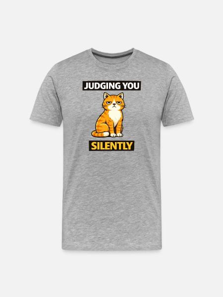 Sarcastic Cat “Judging You Silently” - Men's Premium Organic T-Shirt - heather grey