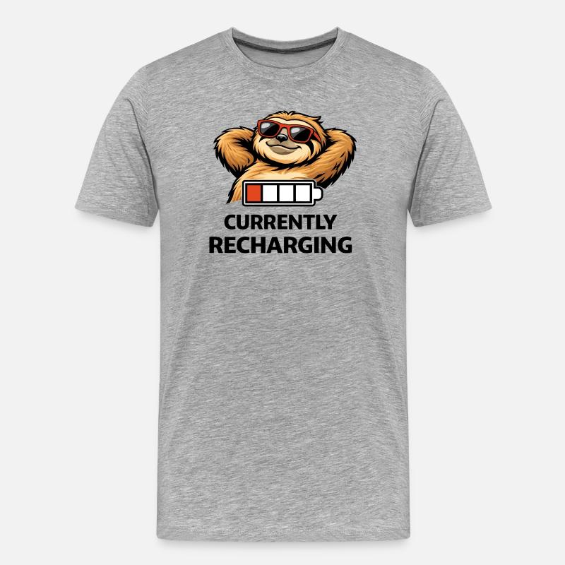 Sloth Chill Battery Tee - Männer Premium Bio T-Shirt - Grau meliert