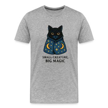 Magie féline dans un manteau étoilé - T-shirt bio Premium Homme - gris chiné - Devant - Damien (186cm)