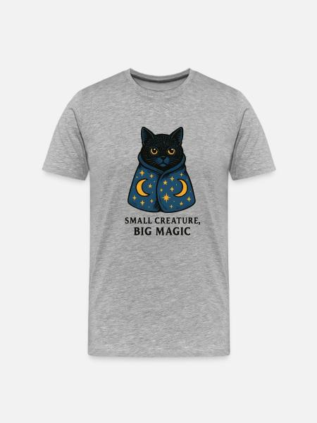 Cat magic in a starry mantle - Men's Premium Organic T-Shirt - heather grey