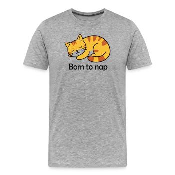 Born to Nap Katze Schlaf Design - Männer Premium Bio T-Shirt - Grau meliert - Vorne - Damien (186cm)