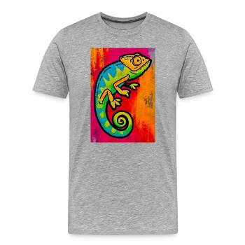 caméléon - T-shirt bio Premium Homme - gris chiné - Devant - Damien (186cm)
