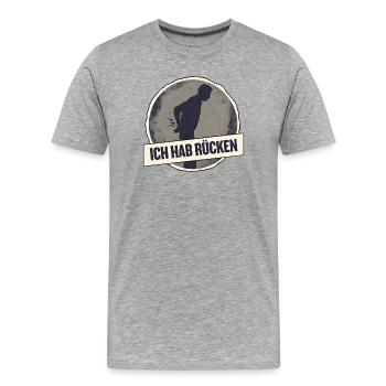 Ich hab Rücken Spruchshirt - Männer Premium Bio T-Shirt - Grau meliert - Vorne - Damien (186cm)