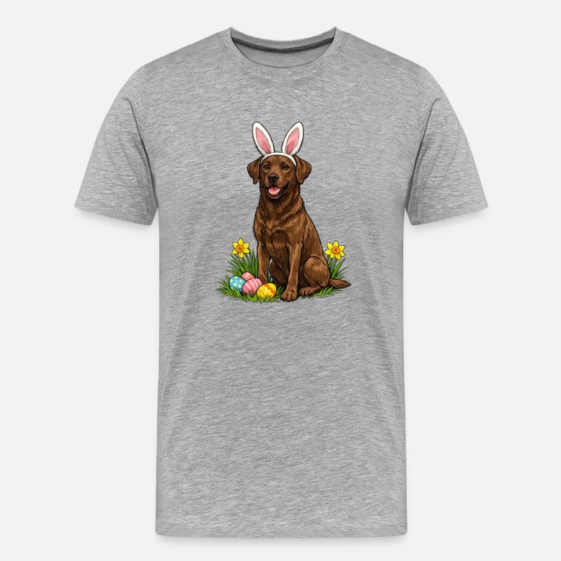 Osterlabrador mit Hasenohren - Männer Premium Bio T-Shirt - Grau meliert