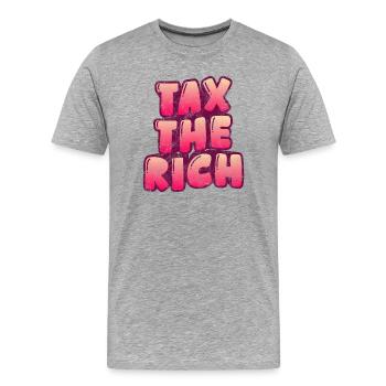 Taxer les riches - T-shirt bio Premium Homme - gris chiné - Devant - Damien (186cm)