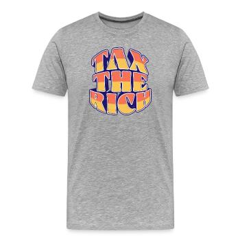 Taxer les riches - T-shirt bio Premium Homme - gris chiné - Devant - Damien (186cm)