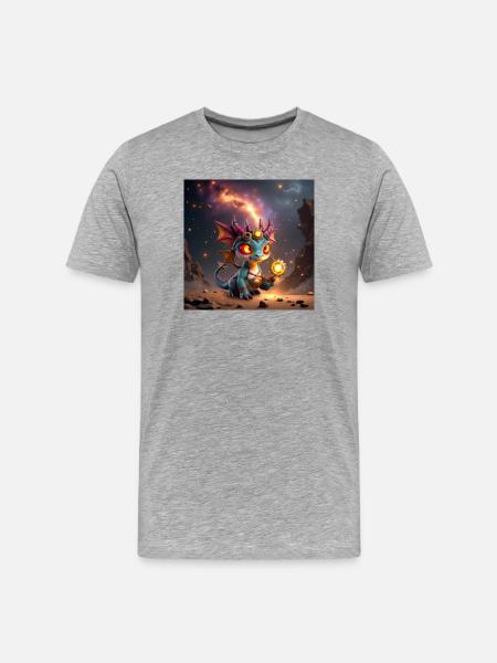 Luminous Steampunk Dragon with Gears - Men's Premium Organic T-Shirt - heather grey