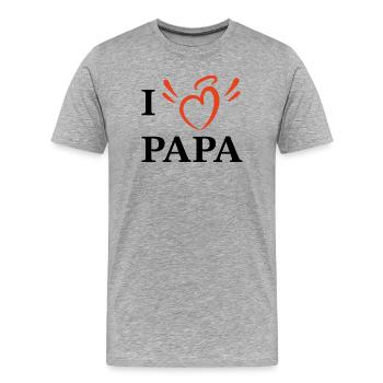 Ich liebe Papa - Männer Premium Bio T-Shirt - Grau meliert - Vorne - Damien (186cm)