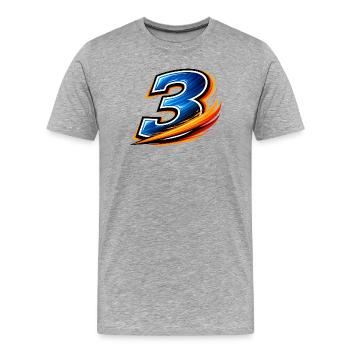 Équipe des joueurs défensifs numéro 3 de football - T-shirt bio Premium Homme - gris chiné - Devant - Damien (186cm)