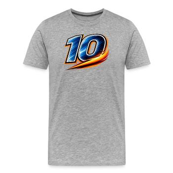 Numéro 10 Maillot de football Joueur Étoile - T-shirt bio Premium Homme - gris chiné - Devant - Damien (186cm)