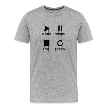 Pleine conscience, moments, souvenirs, bonheur - T-shirt bio Premium Homme - gris chiné - Devant - Damien (186cm)