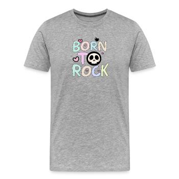 Born To Rock Rainbow - Men's Premium Organic T-Shirt - heather grey - Front - Damien (186cm)