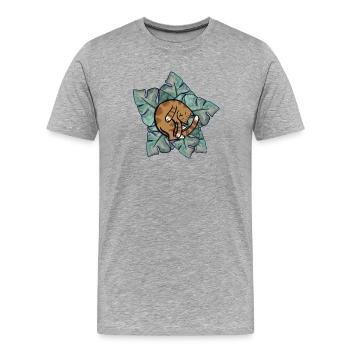 Cat Nap on Monstera Leaves - Men's Premium Organic T-Shirt - heather grey - Front - Damien (186cm)