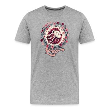 Floral Leo Circle - Männer Premium Bio T-Shirt - Grau meliert - Vorne - Damien (186cm)