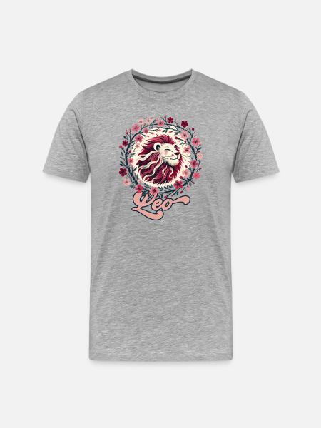 Floral Leo Circle - Men's Premium Organic T-Shirt - heather grey