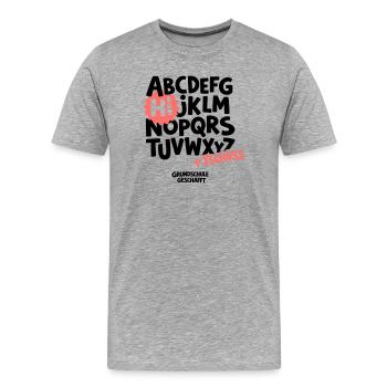 Grundschule Abschluss Shirt ABC - Männer Premium Bio T-Shirt - Grau meliert - Vorne - Damien (186cm)