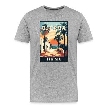 Entdecken Sie Mittelmeer-Djerba in Tunesien - Männer Premium Bio T-Shirt - Grau meliert - Vorne - Damien (186cm)