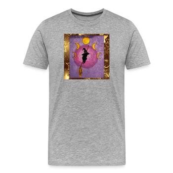 Sternenzauberin auf dem Besen - Männer Premium Bio T-Shirt - Grau meliert - Vorne - Damien (186cm)