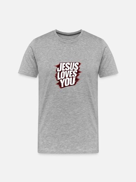 Jésus t’aime - T-shirt bio Premium Homme - gris chiné