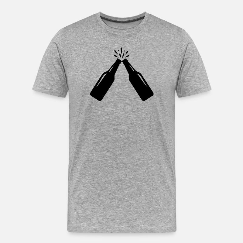 Prost – Bierflaschen-Toast - Männer Premium Bio T-Shirt - Grau meliert