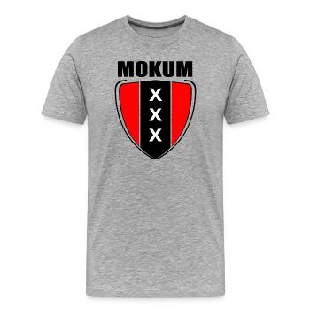 Mokum Badge 2 - Men's Premium Organic T-Shirt - heather grey - Front - Damien (186cm)