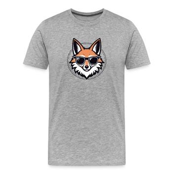 Renard rétro lunettes soleil - T-shirt bio Premium Homme - gris chiné - Devant - Damien (186cm)