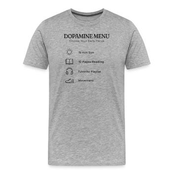 Dopamine Menu ADHS – Aesthetic Self Care Guide - Männer Premium Bio T-Shirt - Grau meliert - Vorne - Damien (186cm)