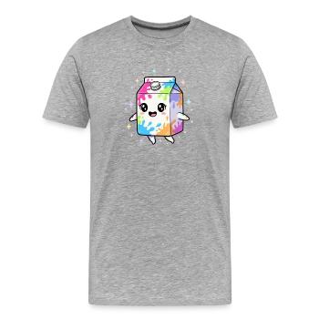 Carton de lait coloré Kawaii - T-shirt bio Premium Homme - gris chiné - Devant - Damien (186cm)