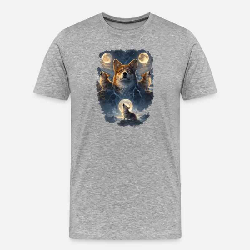 Corgi delle Tre Lune. - Maglietta ecologica premium da uomo - grigio melange