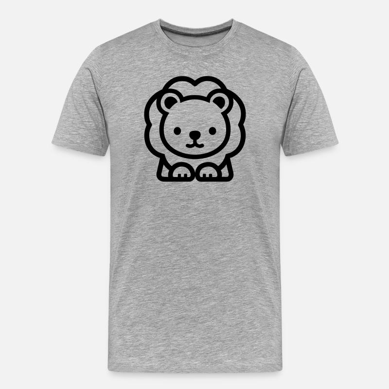 Löwe - Männer Premium Bio T-Shirt - Grau meliert