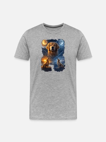 Golden Retriever Two Moons - Men's Premium Organic T-Shirt - heather grey