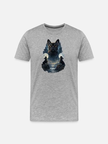 Frenchie French Bulldog Two Moons - Men's Premium Organic T-Shirt - heather grey