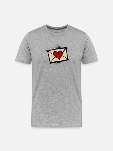 Heart Letter Graffiti Love Post - Men's Premium Organic T-Shirt - heather grey