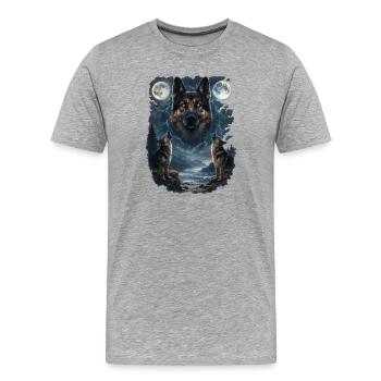 Zwei Monde German Sheperd - Männer Premium Bio T-Shirt - Grau meliert - Vorne - Damien (186cm)