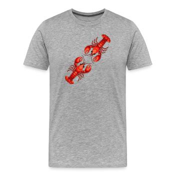 Homard rouge - T-shirt bio Premium Homme - gris chiné - Devant - Damien (186cm)