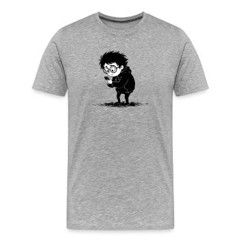 Child Hoodie Smartphone Solitude Manga - Männer Premium Bio T-Shirt - Grau meliert - Vorne - Damien (186cm)