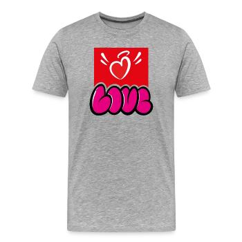 Liebe Streetart - Männer Premium Bio T-Shirt - Grau meliert - Vorne - Damien (186cm)