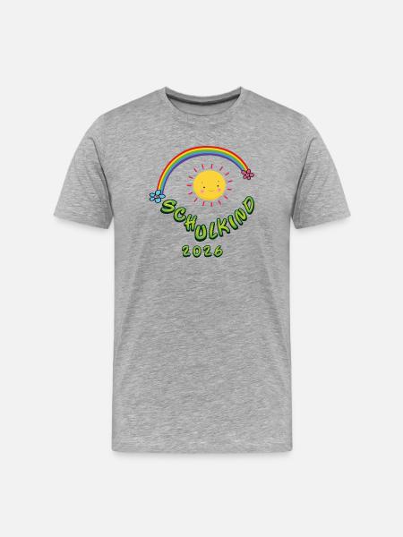 Sonnenschein Schulkind 2026 - Männer Premium Bio T-Shirt - Grau meliert