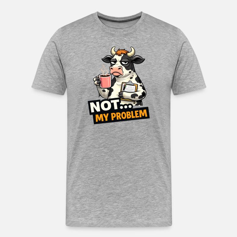 Nicht mein Problem: Kuhkaffee-Stimmung - Männer Premium Bio T-Shirt - Grau meliert
