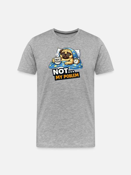 Nicht heute Pug Cozy-Meme - Männer Premium Bio T-Shirt - Grau meliert